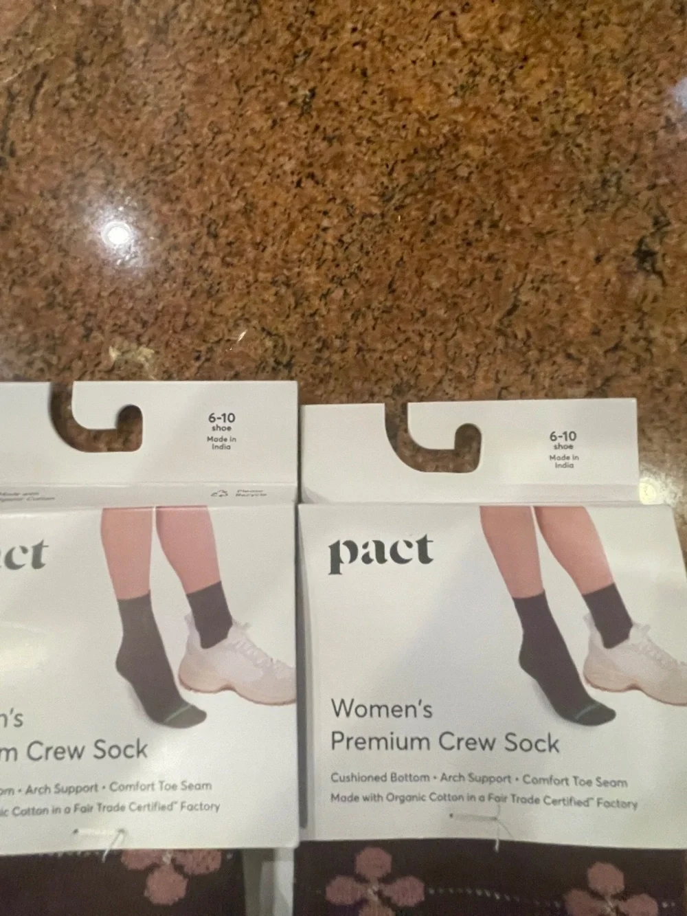 Pact Violet Stripe Premium Crew Socks Two Pair NWT!